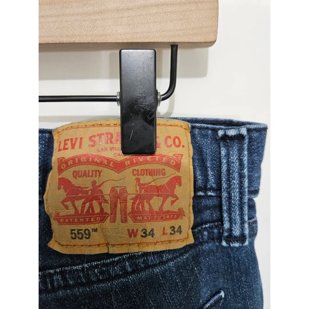 Levis 559 Relaxed Straight Jeans Mens 34x34 Dark Wash Blue Denim Pants